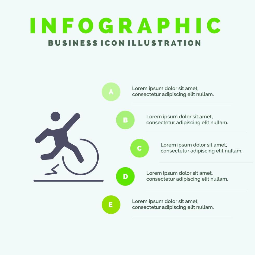 bedrijf verandering comfort ontsnappen vertrekken solide icoon infographics 5 stappen presentatie achtergrond vector