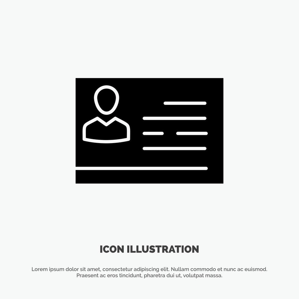 licentie naar werk licentie kaart identiteit kaart ID kaart solide glyph icoon vector