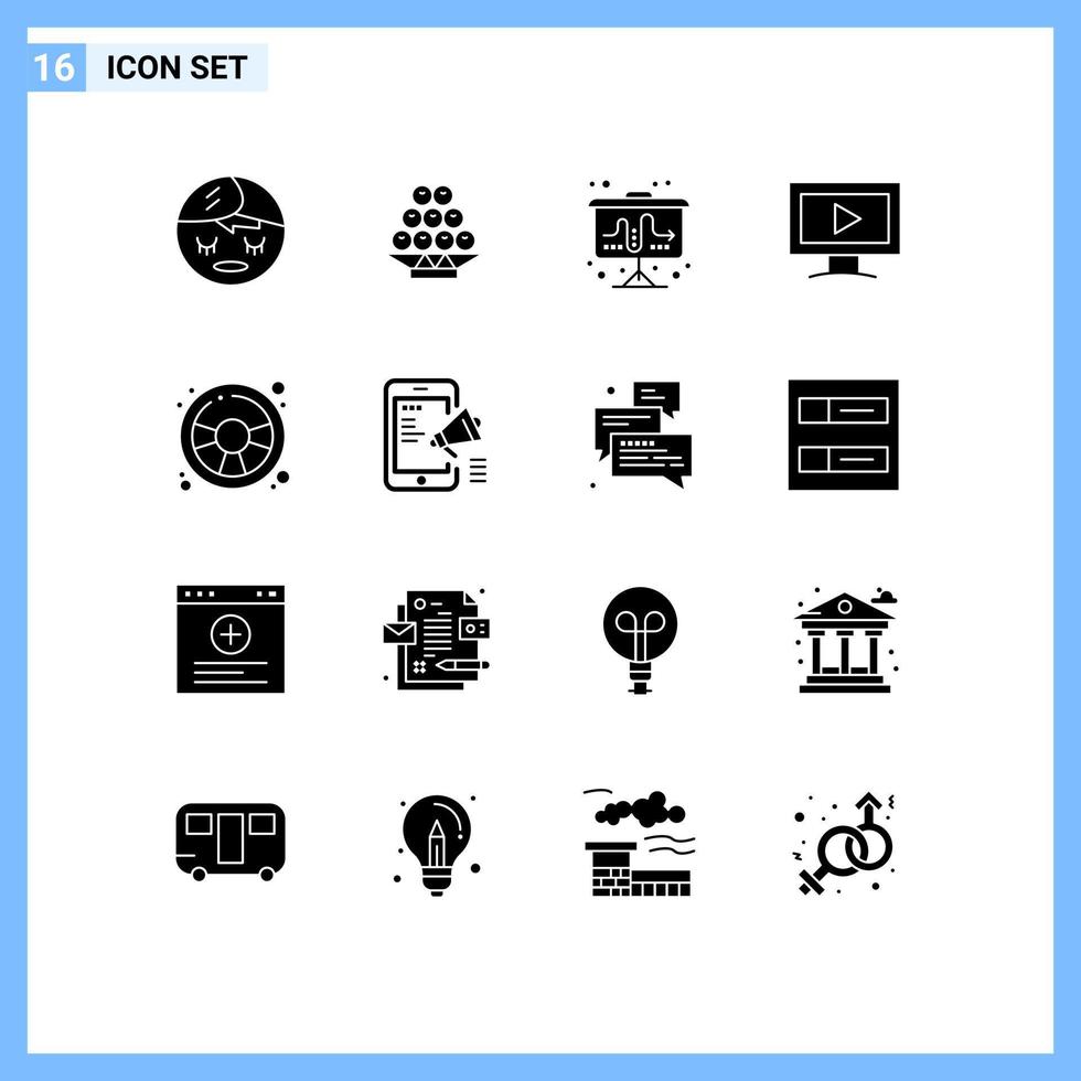reeks van 16 modern ui pictogrammen symbolen tekens voor Speel pret markt racing auto scherm bewerkbare vector ontwerp elementen