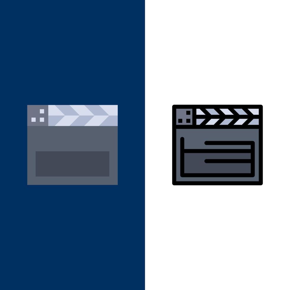 Amerikaans film Verenigde Staten van Amerika video pictogrammen vlak en lijn gevulde icoon reeks vector blauw achtergrond
