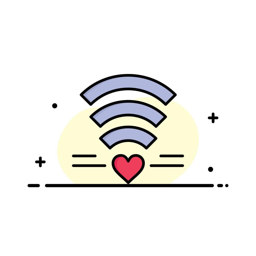 Wifi liefde bruiloft hart bedrijf logo sjabloon vlak kleur vector