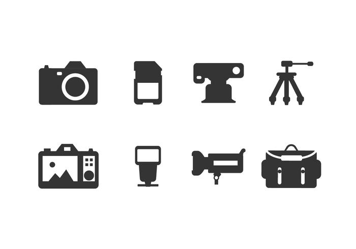 Pictogrammen voor fotografische hulpmiddelen vector