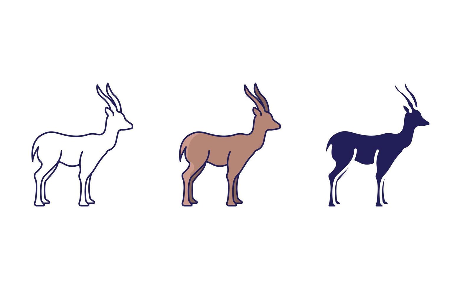 gazelle lijn en glyph icoon, vector illustratie