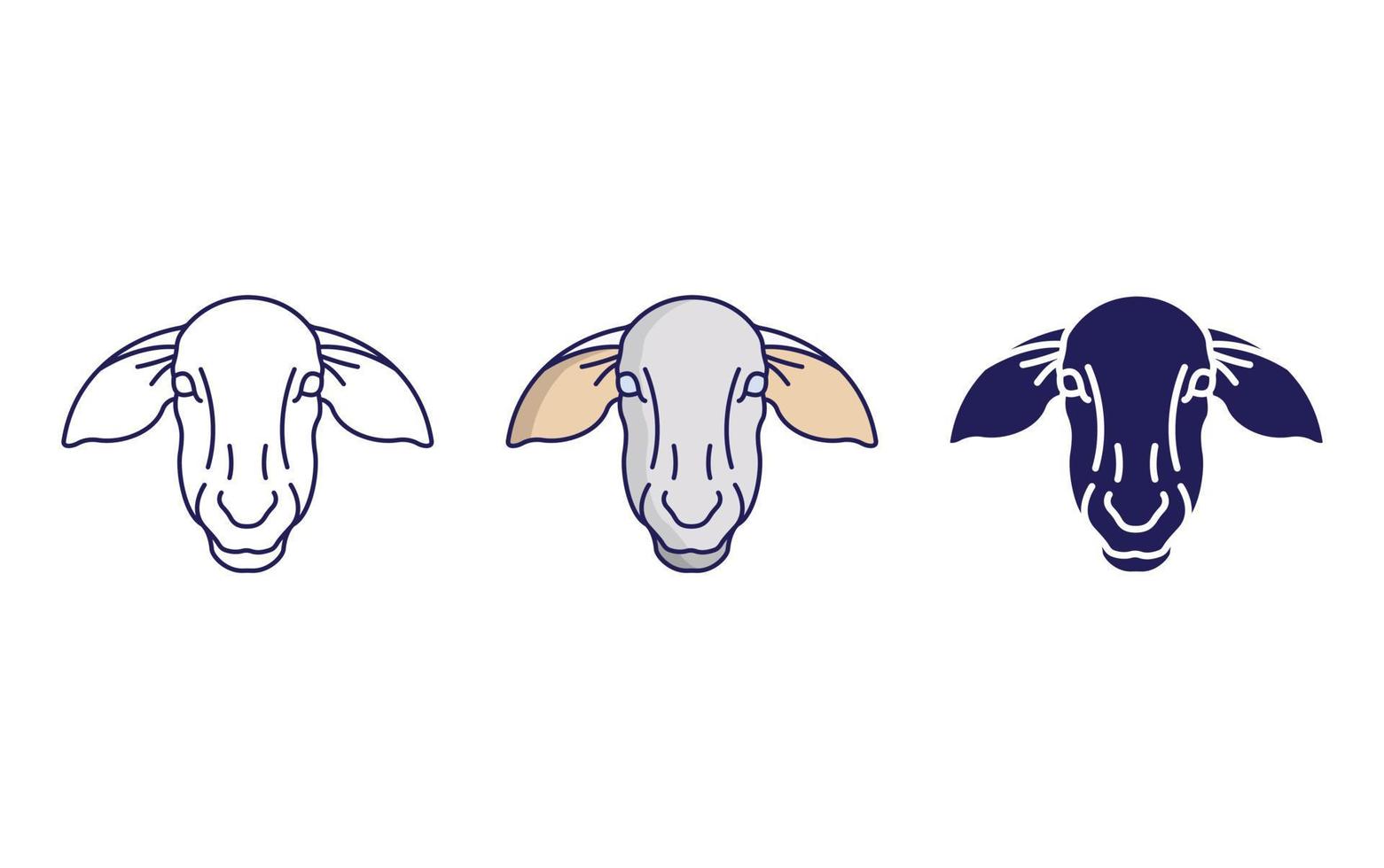 schapen gezicht lijn en glyph icoon, vector illustratie