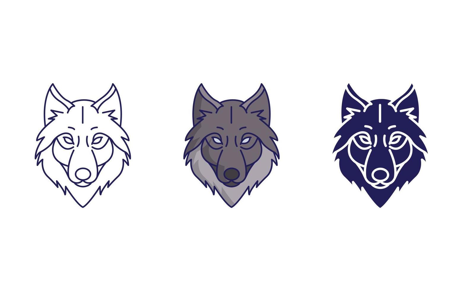 wolf gezicht lijn en glyph icoon, vector illustratie