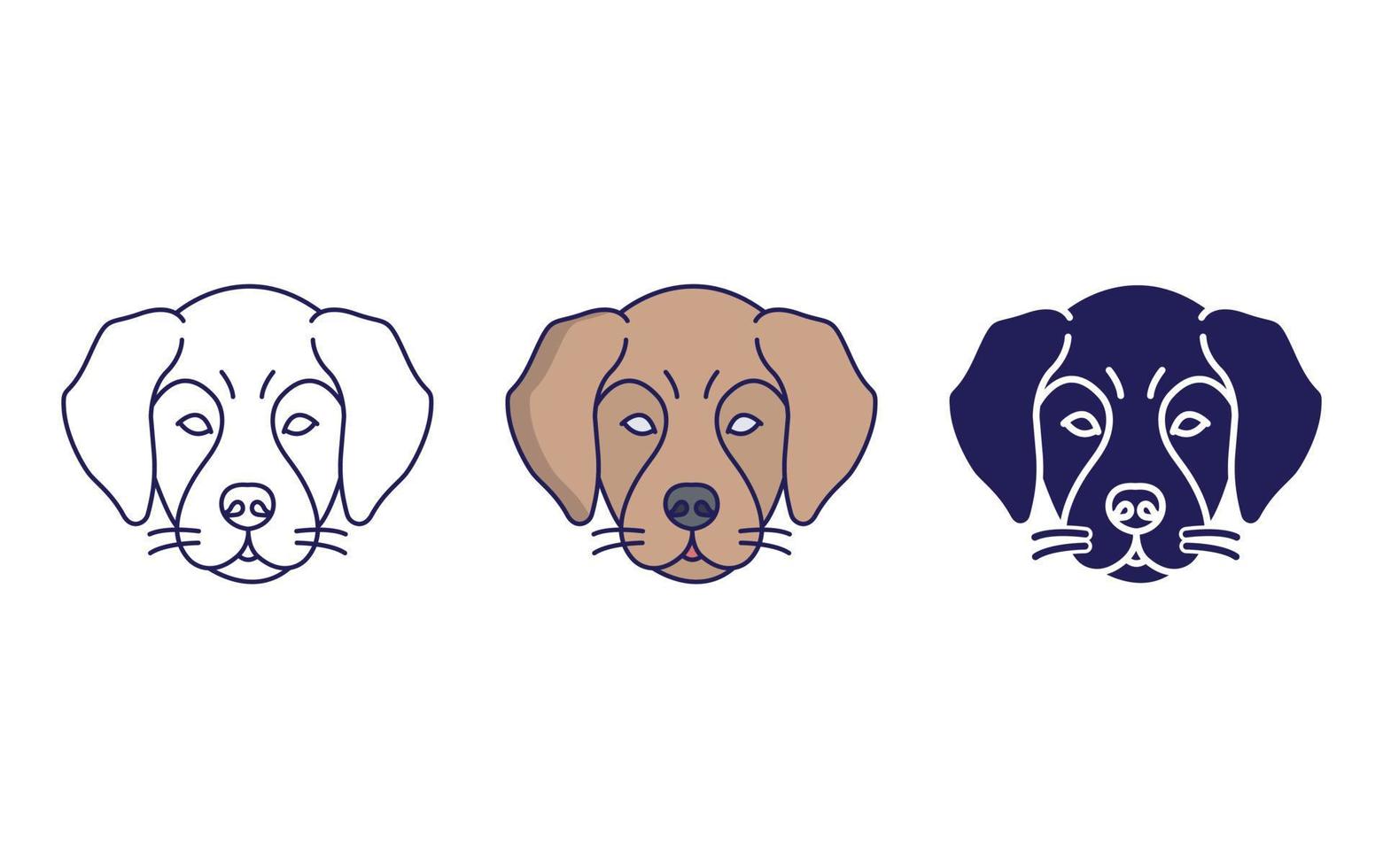 hond gezicht lijn en glyph icoon, vector illustratie