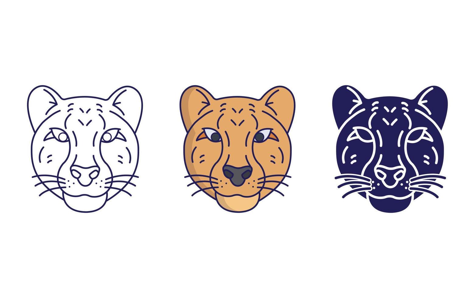 Jachtluipaard gezicht lijn en glyph icoon, vector illustratie