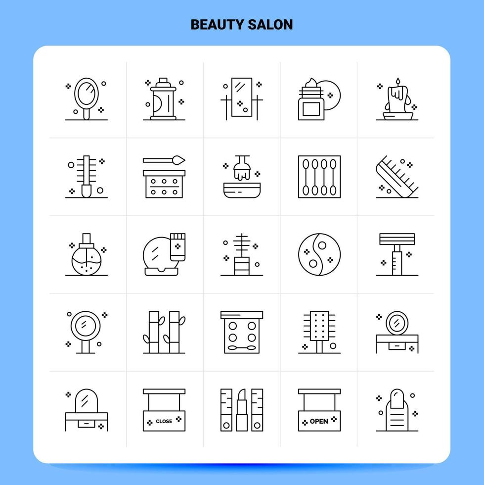 schets 25 schoonheid salon icoon reeks vector lijn stijl ontwerp zwart pictogrammen reeks lineair pictogram pak web en mobiel bedrijf ideeën ontwerp vector illustratie