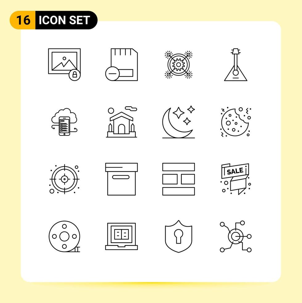 modern reeks van 16 contouren en symbolen zo net zo geluid instrument afzet balalaika uitrusting bewerkbare vector ontwerp elementen