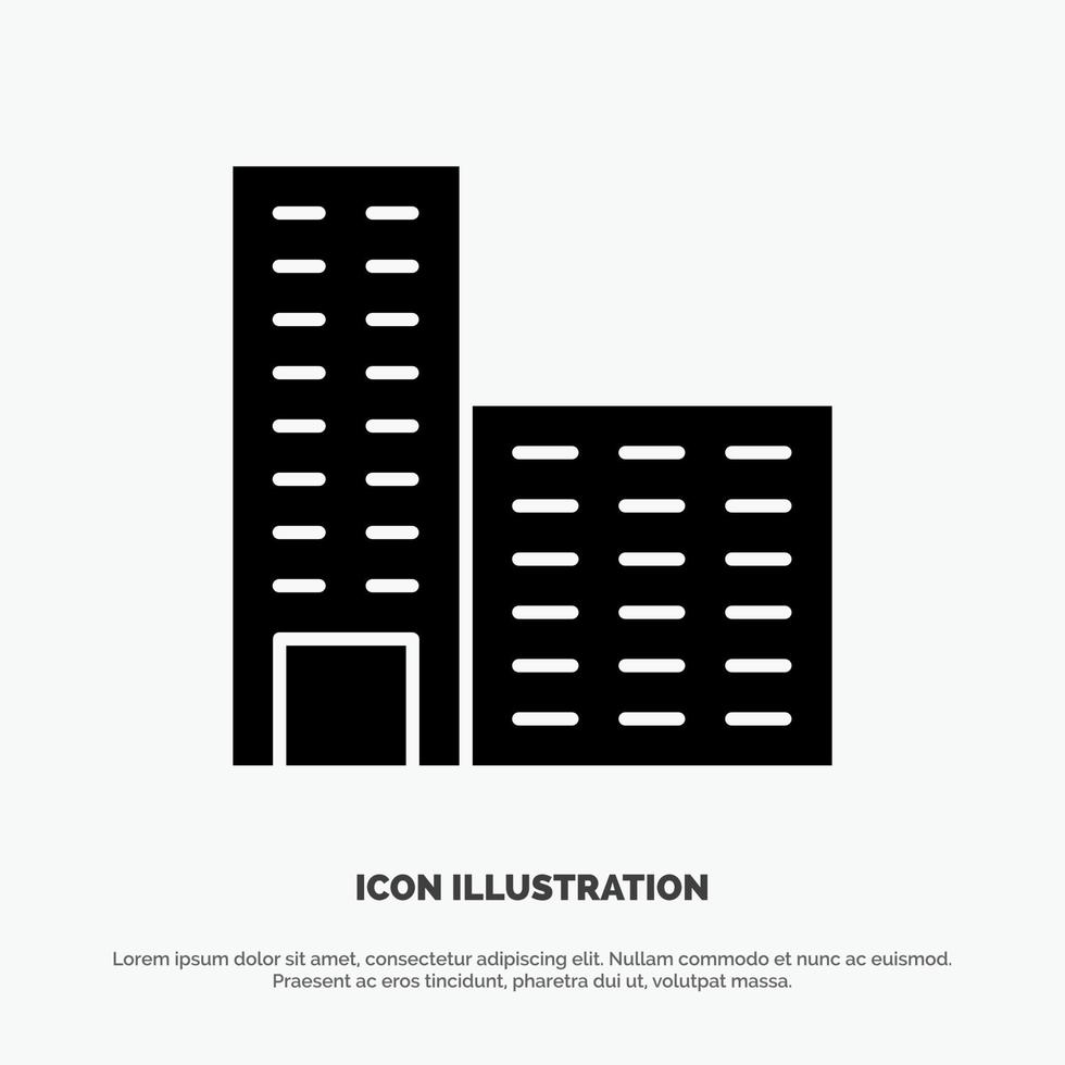 architectuur gebouw bouw solide glyph icoon vector