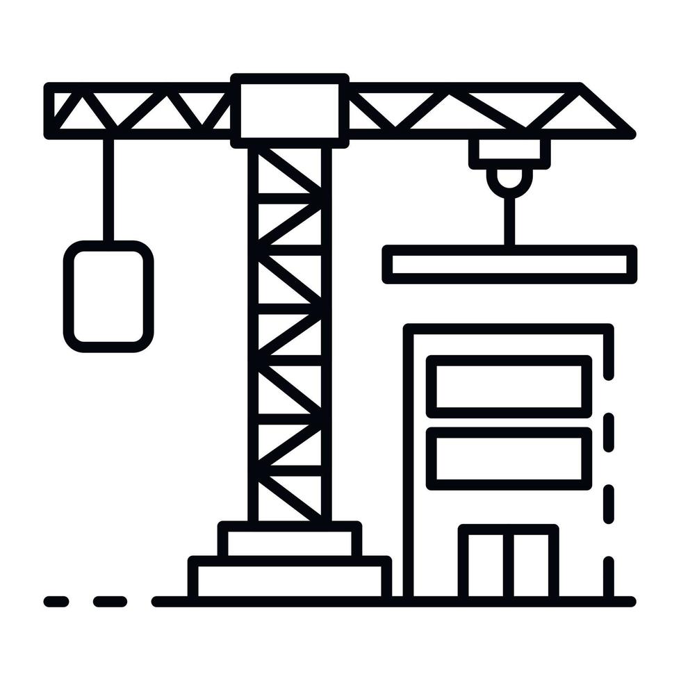 bouw kraan icoon, schets stijl vector