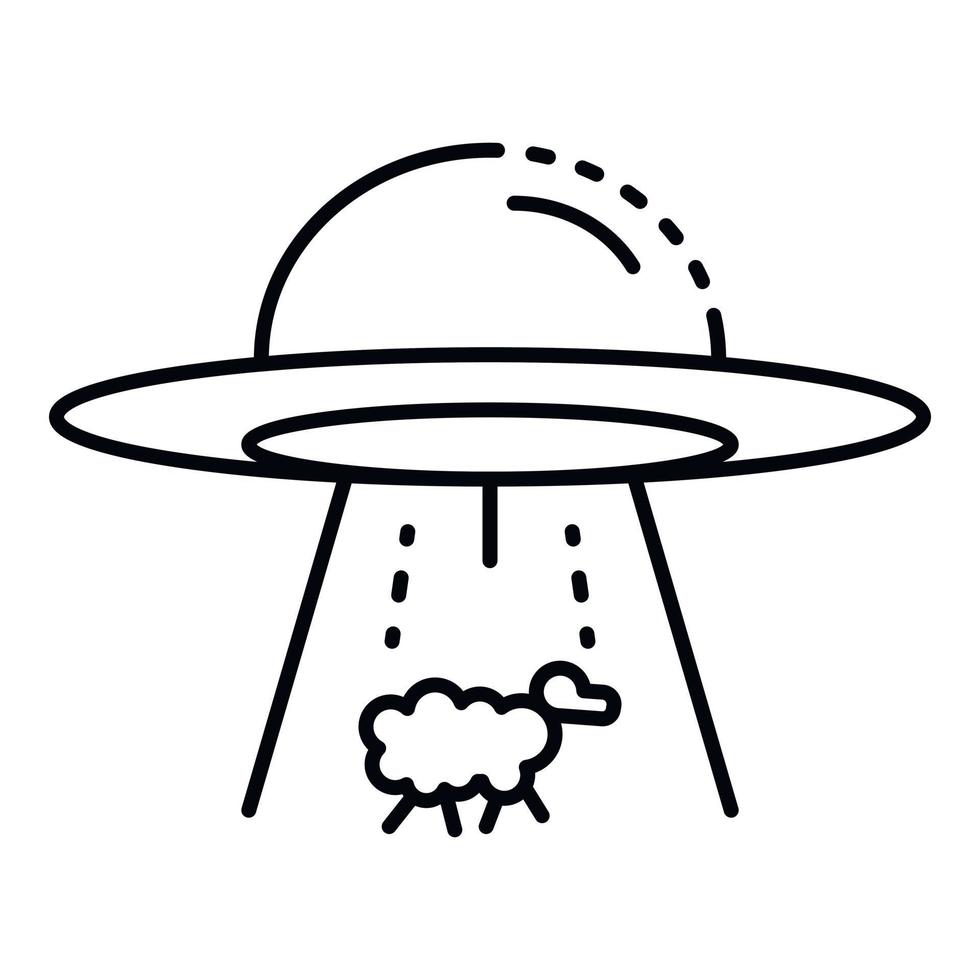 ufo nemen een schapen icoon, schets stijl vector