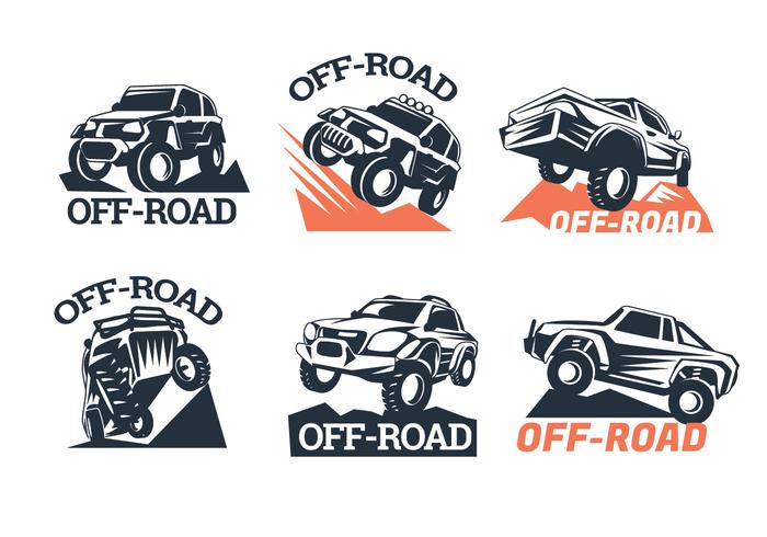 Set Van Zes Off-Road Suv Logos Op Witte Achtergrond vector