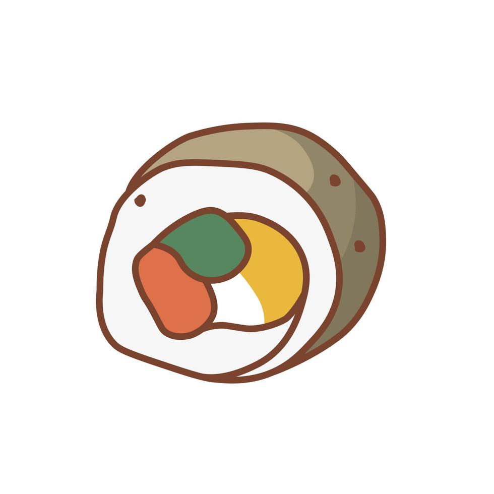 sushi rollen met Zalm en mango. geschikt voor restaurant spandoeken, logo's, en snel voedsel advertenties. Japans voedsel. Aziatisch voedsel. vector