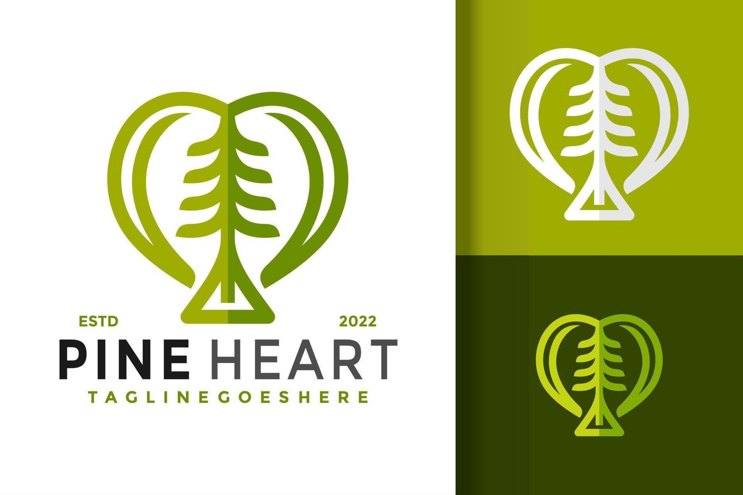 pijnboom hart modern logo ontwerp vector illustratie sjabloon