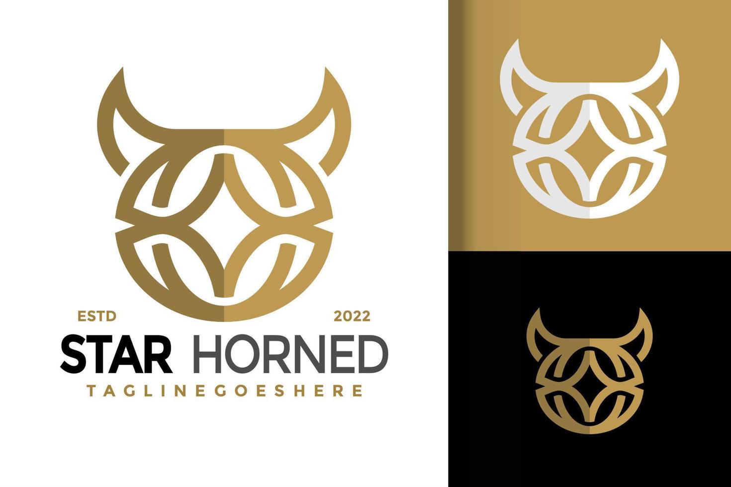 luxe ster gehoornd logo ontwerp vector illustratie sjabloon