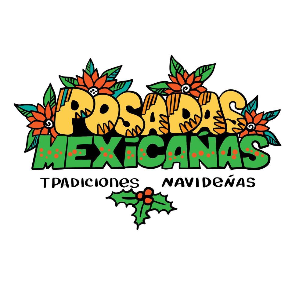 posada's mexicanas - Kerstmis accommodatie Spaans tekst, vakantie embleem vector