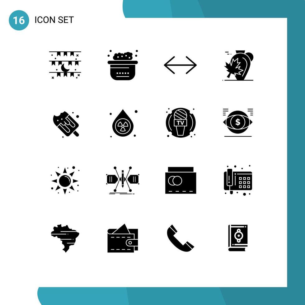 universeel icoon symbolen groep van 16 modern solide glyphs van esdoorn- Canada schoon herfst Rechtsaf bewerkbare vector ontwerp elementen
