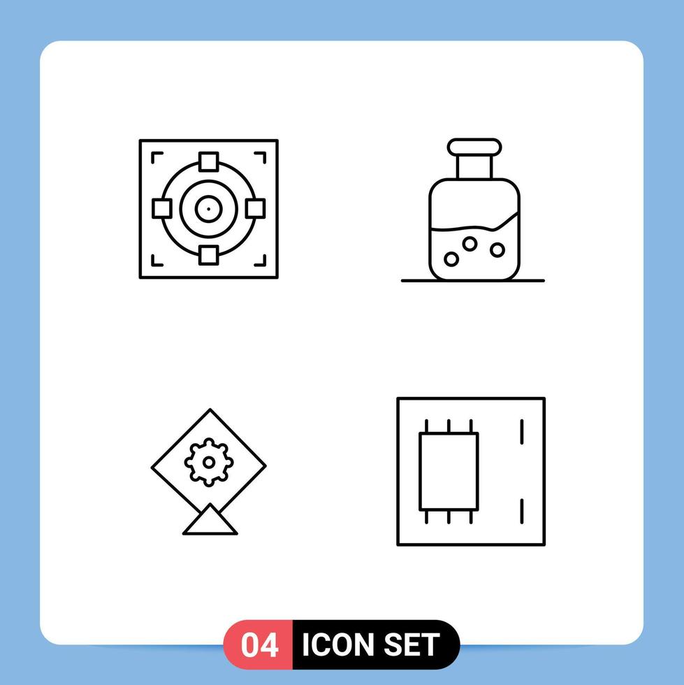 universeel icoon symbolen groep van 4 modern gevulde lijn vlak kleuren van doelwit festival doel wetenschap apparaten bewerkbare vector ontwerp elementen