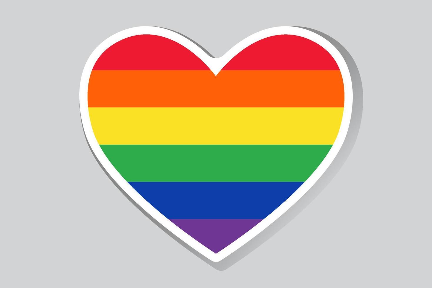 hart sticker met kleurrijk lgbt vlag. vector hart label, sjabloon, baner, emoji icoon