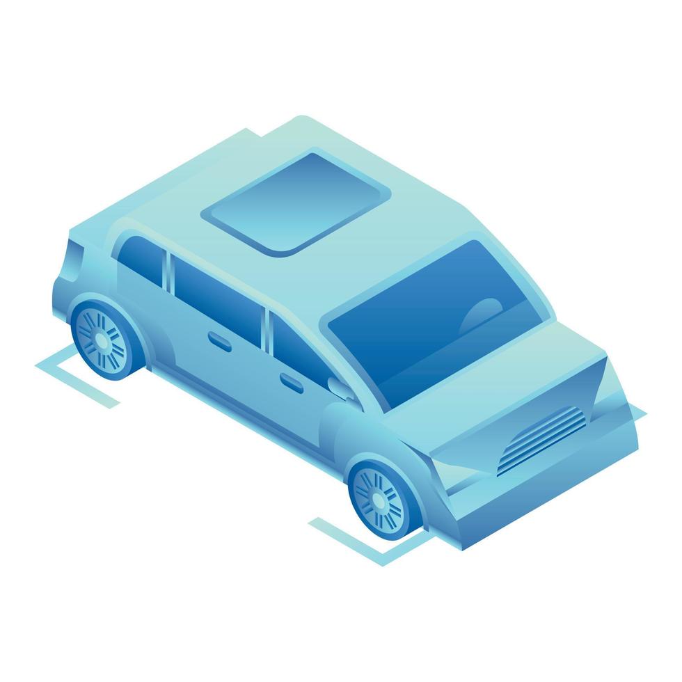 slim auto Aan parkeren icoon, isometrische stijl vector