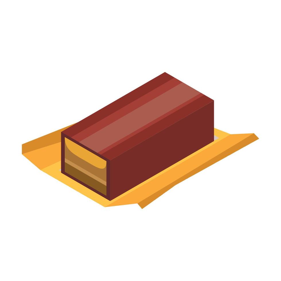wafel chocola icoon, isometrische stijl vector