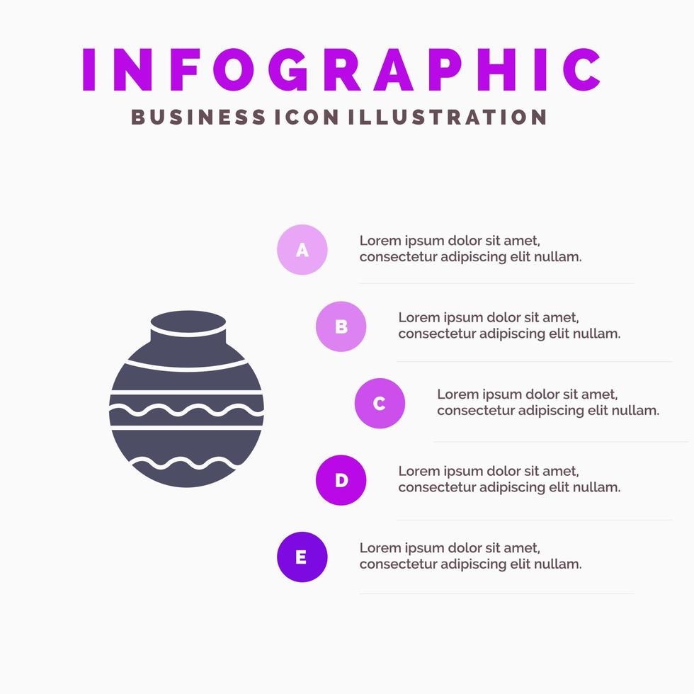 pot zand water pongal festival solide icoon infographics 5 stappen presentatie achtergrond vector