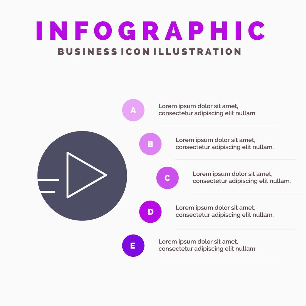 school- onderwijs Speel solide icoon infographics 5 stappen presentatie achtergrond vector