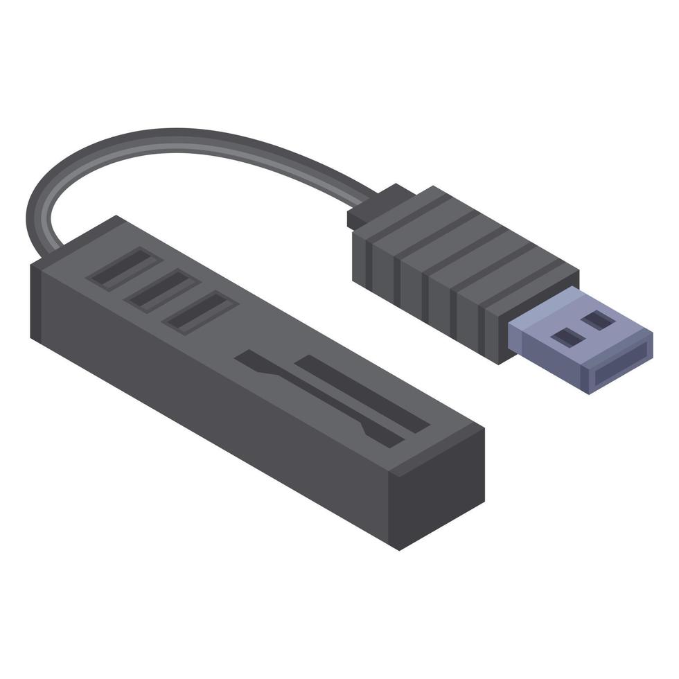 USB hub icoon, isometrische stijl vector