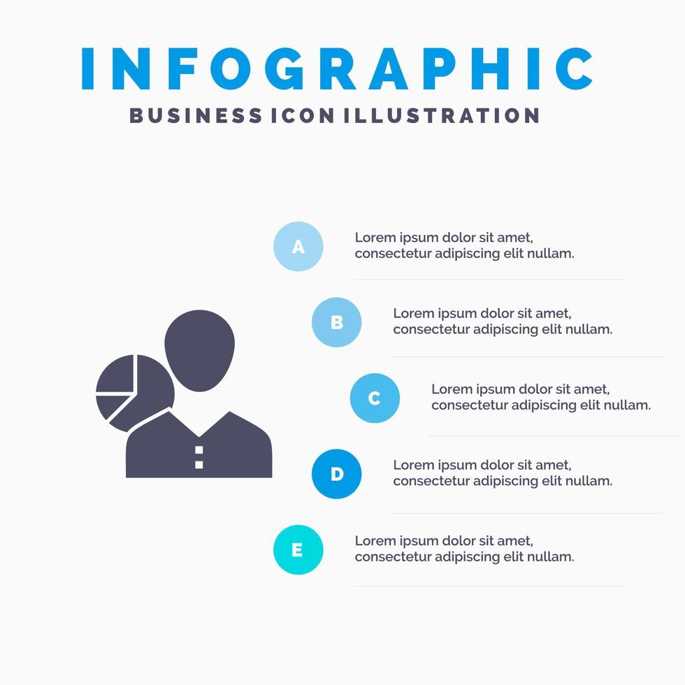 diagram tabel gegevens werknemer manager persoon statistieken solide icoon infographics 5 stappen presentatie achtergrond vector