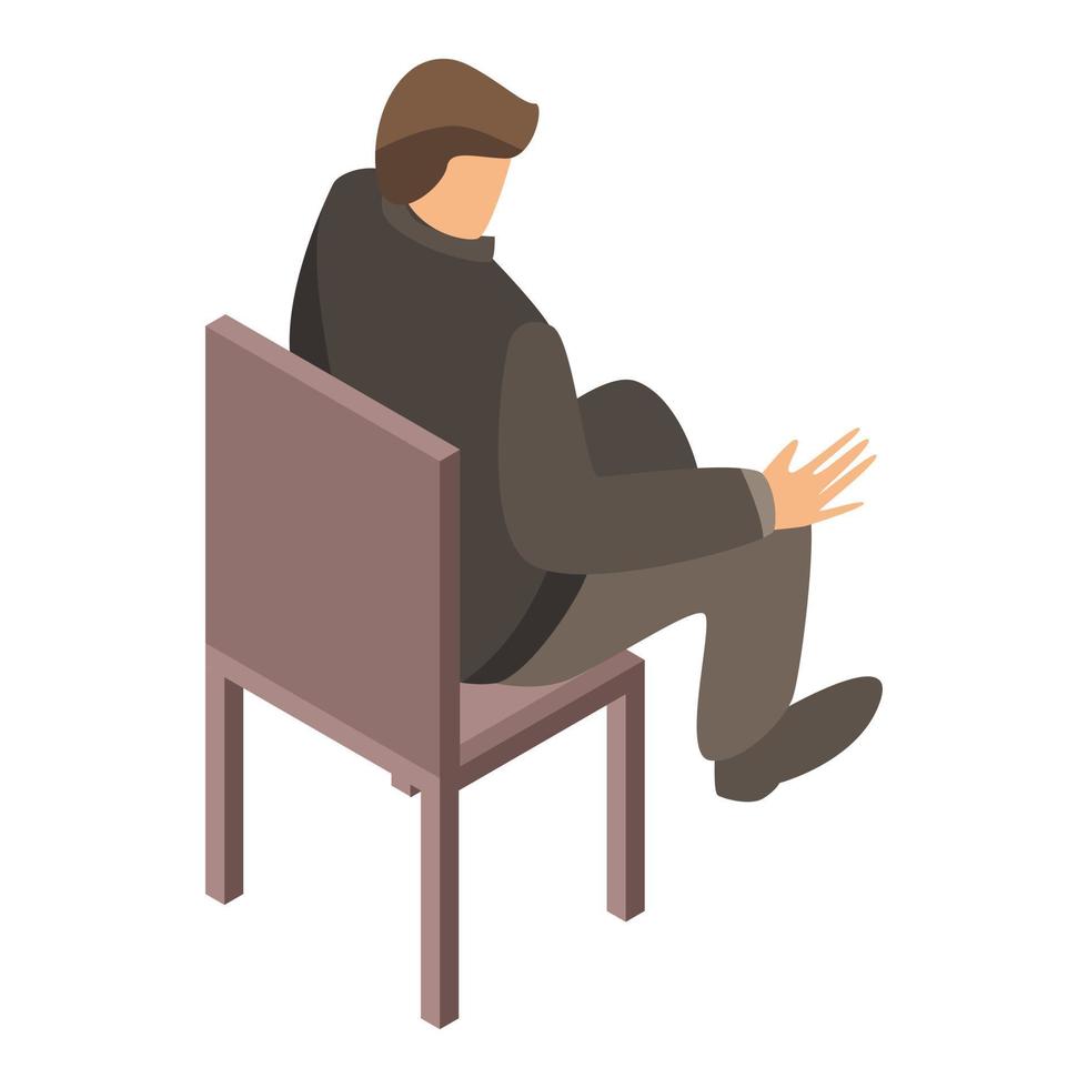 Mens Bij kantoor stoel icoon, isometrische stijl vector