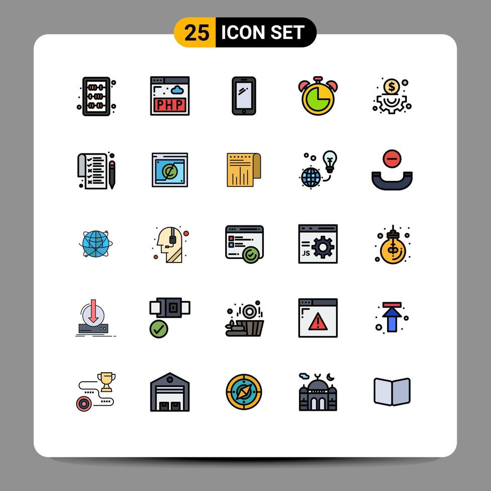 voorraad vector icoon pak van 25 lijn tekens en symbolen voor inhoud timer slim telefoon onderwijs alarm bewerkbare vector ontwerp elementen