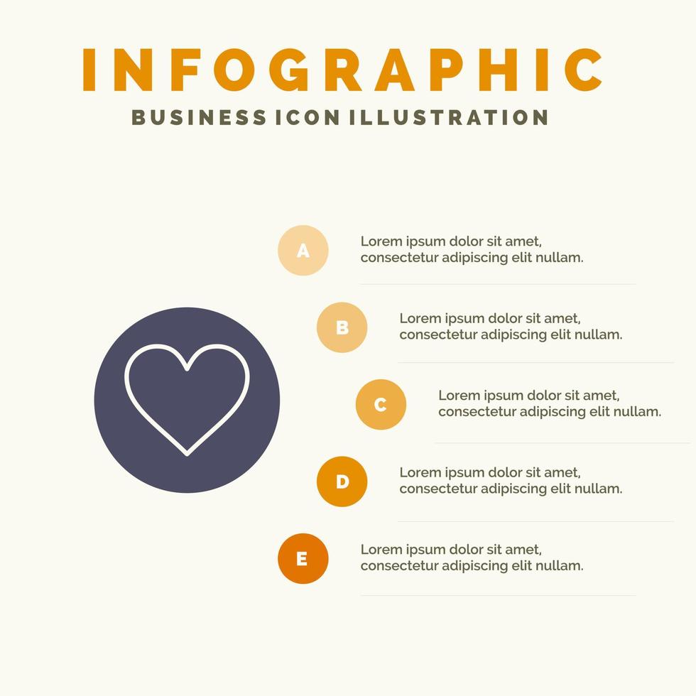 liefde hart favoriete barst solide icoon infographics 5 stappen presentatie achtergrond vector