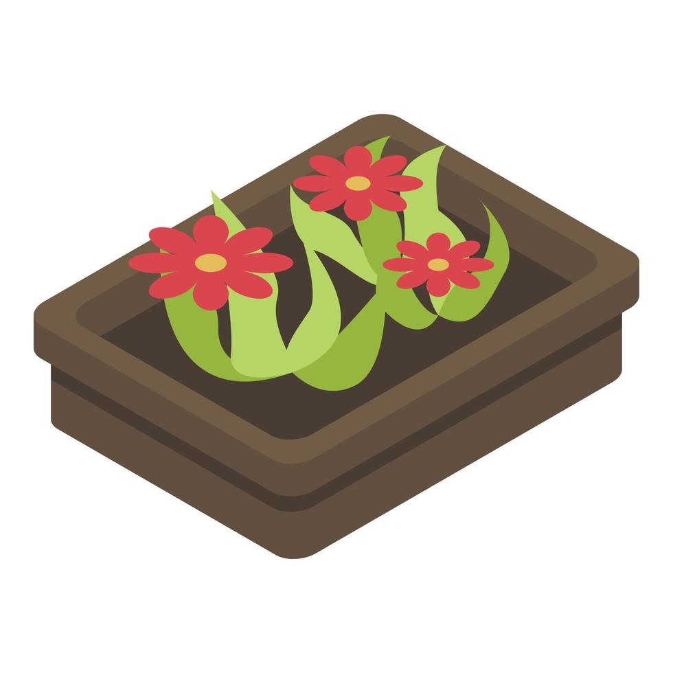 rood bloem plein pot icoon, isometrische stijl vector