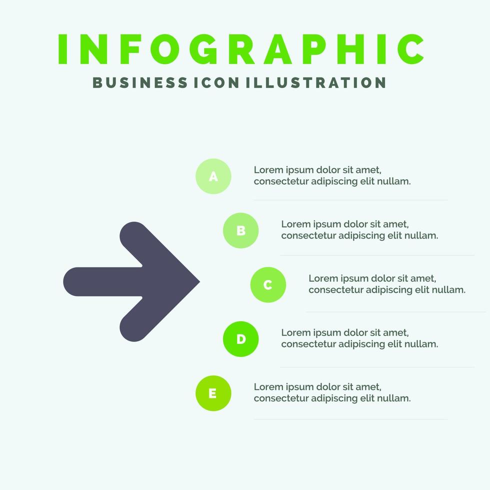 pijl vooruit pijlen Rechtsaf solide icoon infographics 5 stappen presentatie achtergrond vector