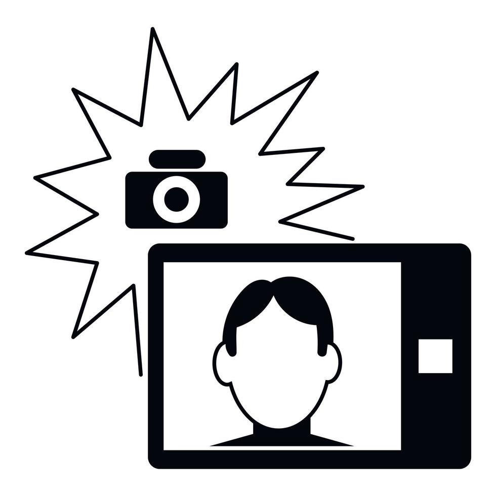 jongen selfie flash icoon, gemakkelijk stijl vector