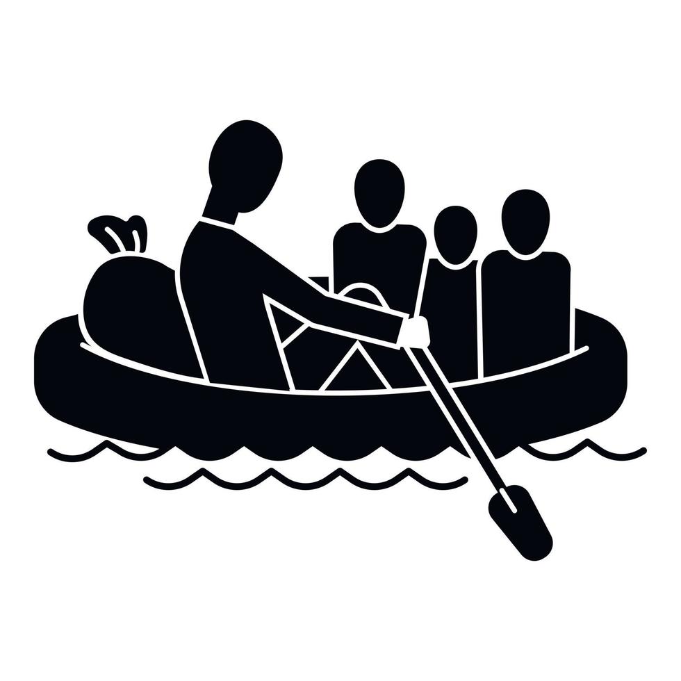 migrant familie in boot icoon, gemakkelijk stijl vector