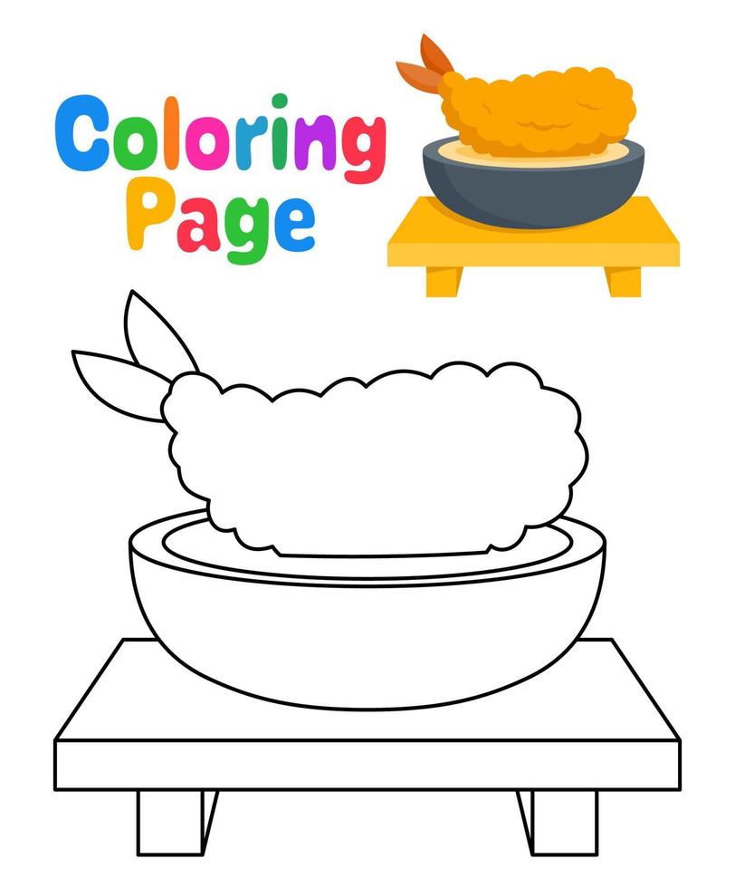 kleur bladzijde met tempura voor kinderen vector