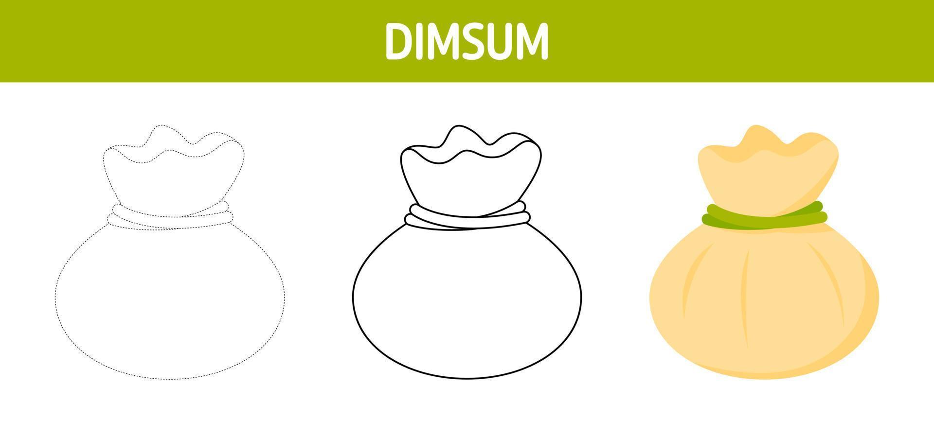 dimsum traceren en kleur werkblad voor kinderen vector