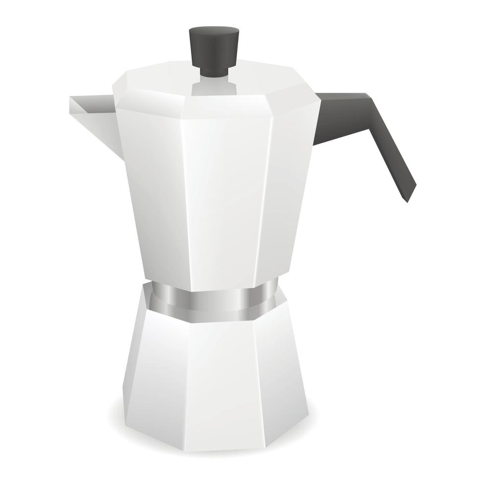 metaal koffie maker icoon, realistisch stijl vector