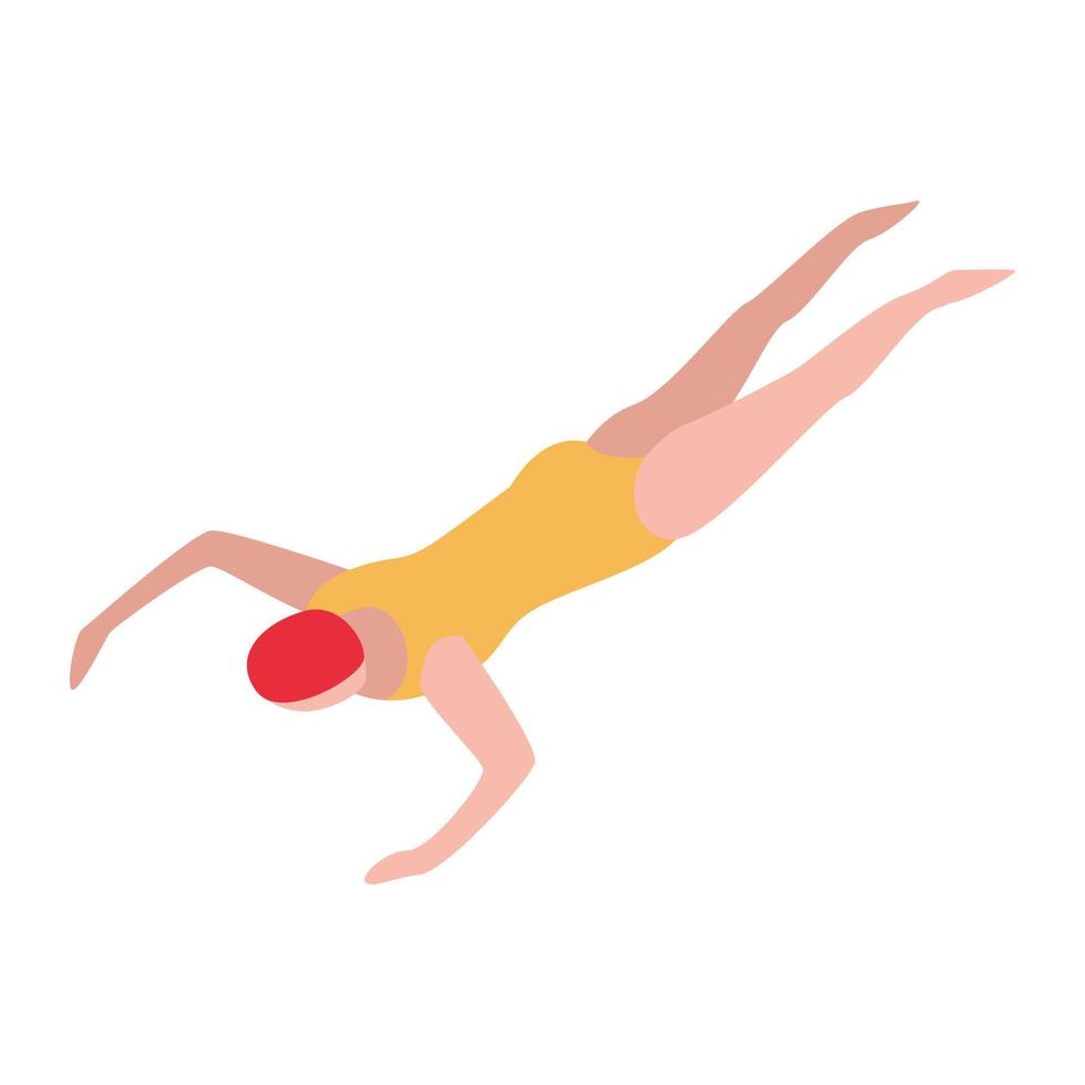 vrouw zwemmer icoon, isometrische stijl vector
