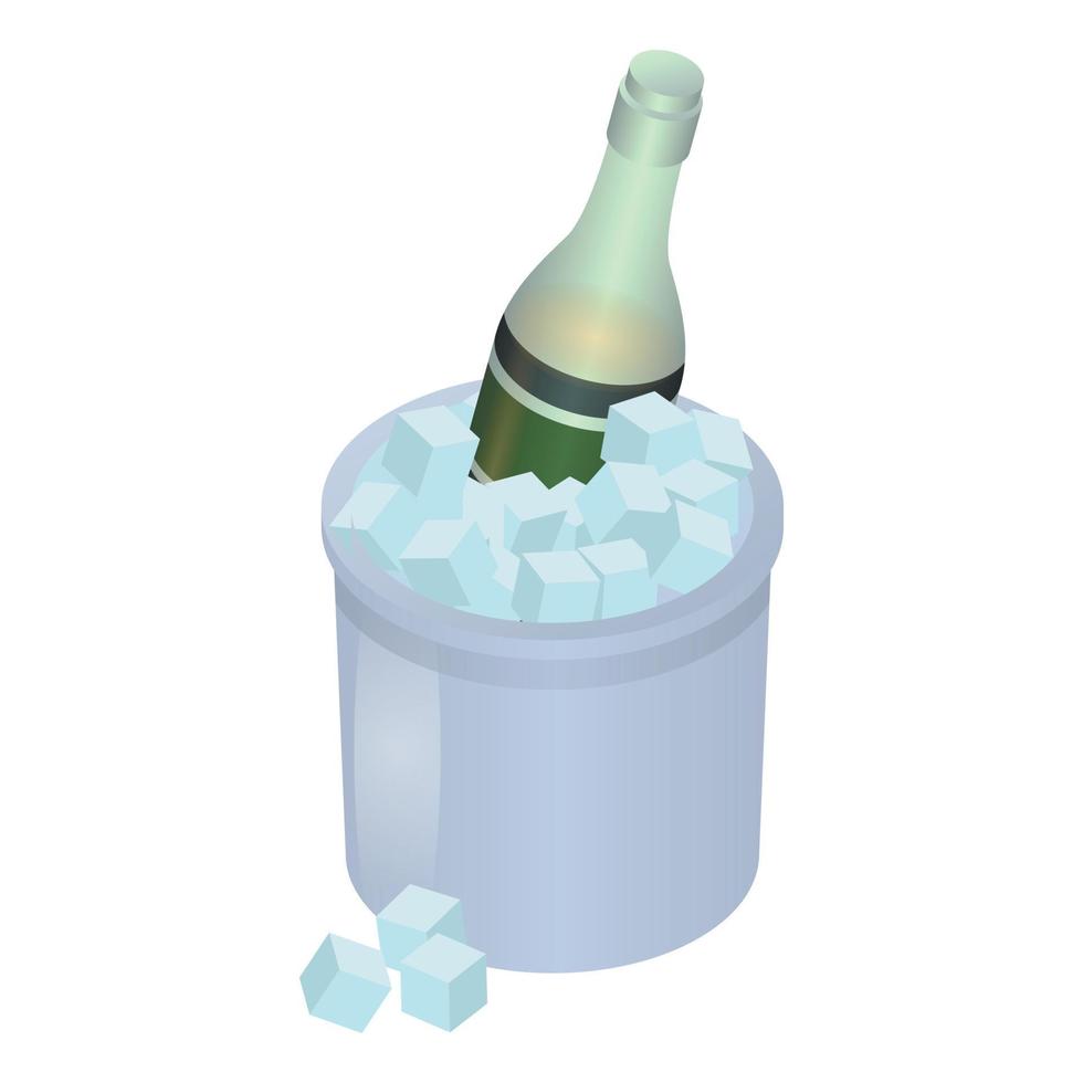 Champagne in ijs doos icoon, isometrische stijl vector