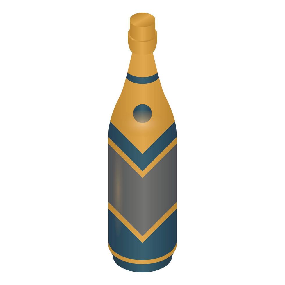 nieuw jaar Champagne fles icoon, isometrische stijl vector