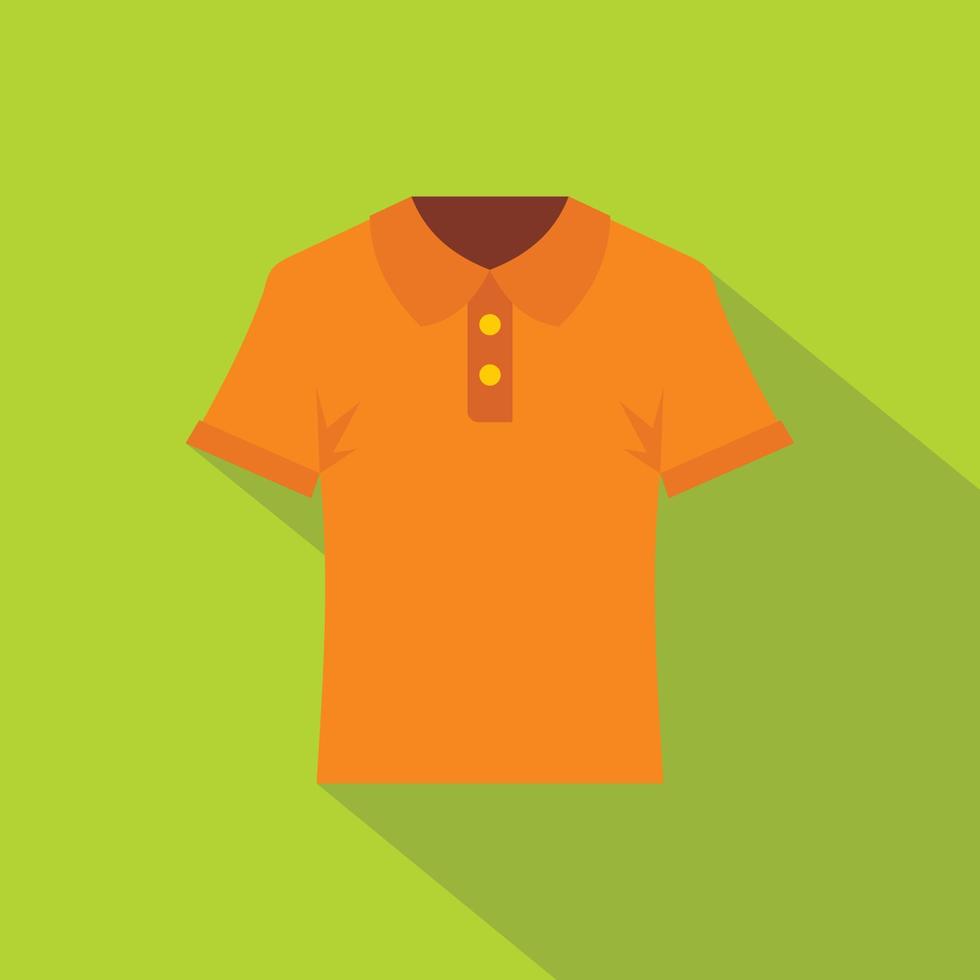 oranje mannen polo overhemd icoon, vlak stijl vector