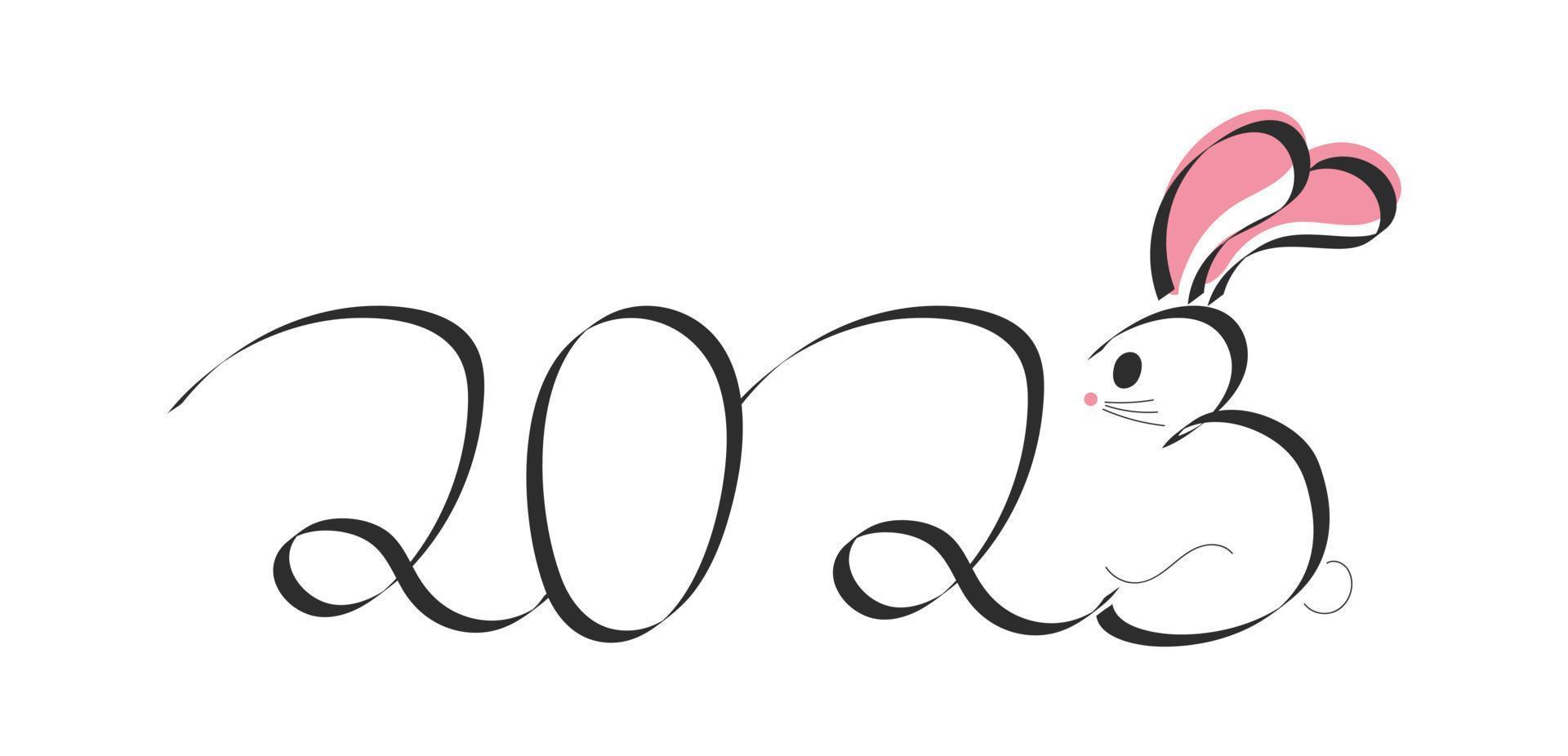 2023 tekening hand- getrokken vector illustratie met konijn