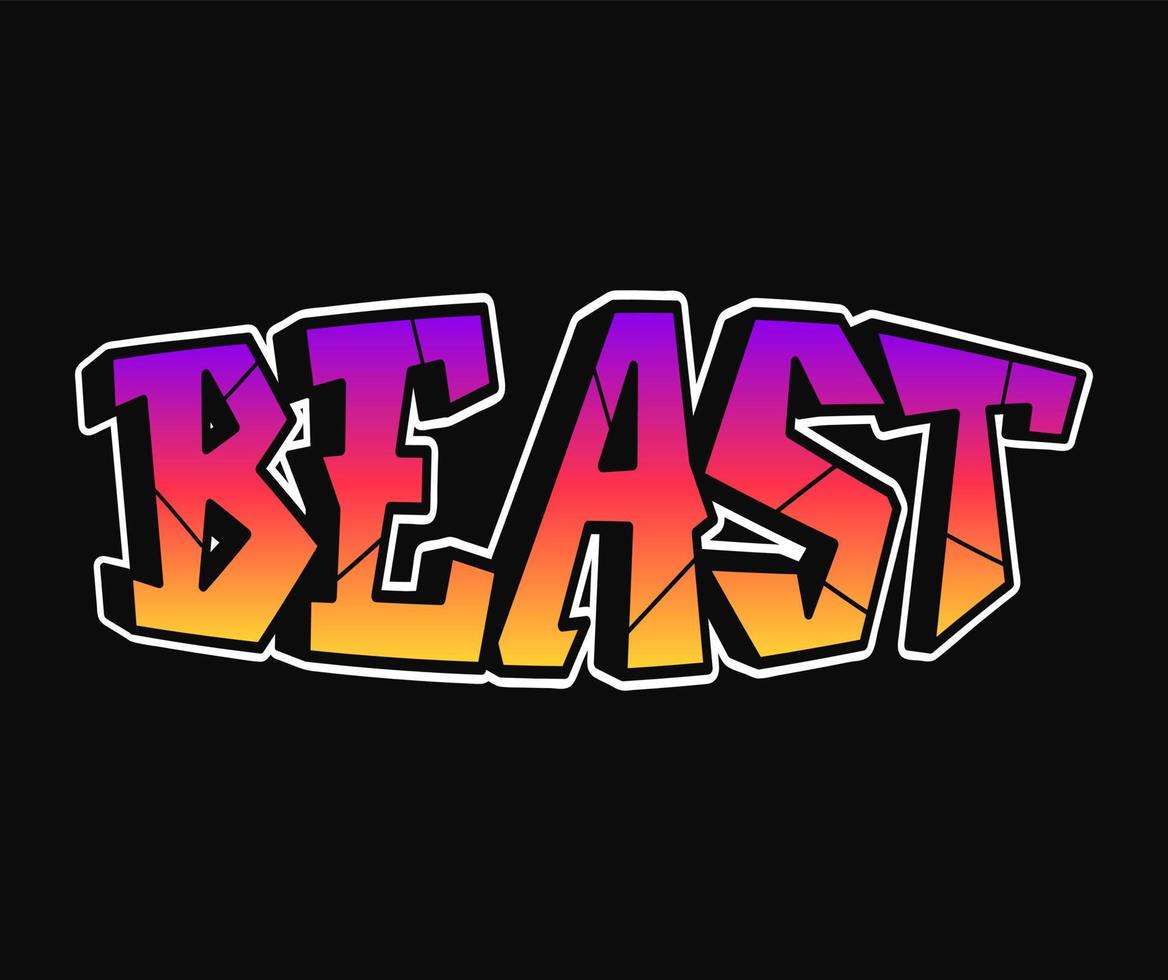 beest woord trippy psychedelisch graffiti stijl letters.vector hand- getrokken tekening tekenfilm logo beest illustratie. grappig koel trippy brieven, mode, graffiti stijl afdrukken voor t-shirt, poster concept vector