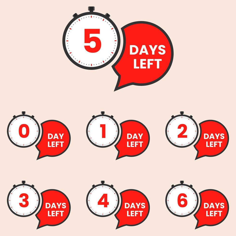 rood promotionele banier met aantal van dagen links teken vector