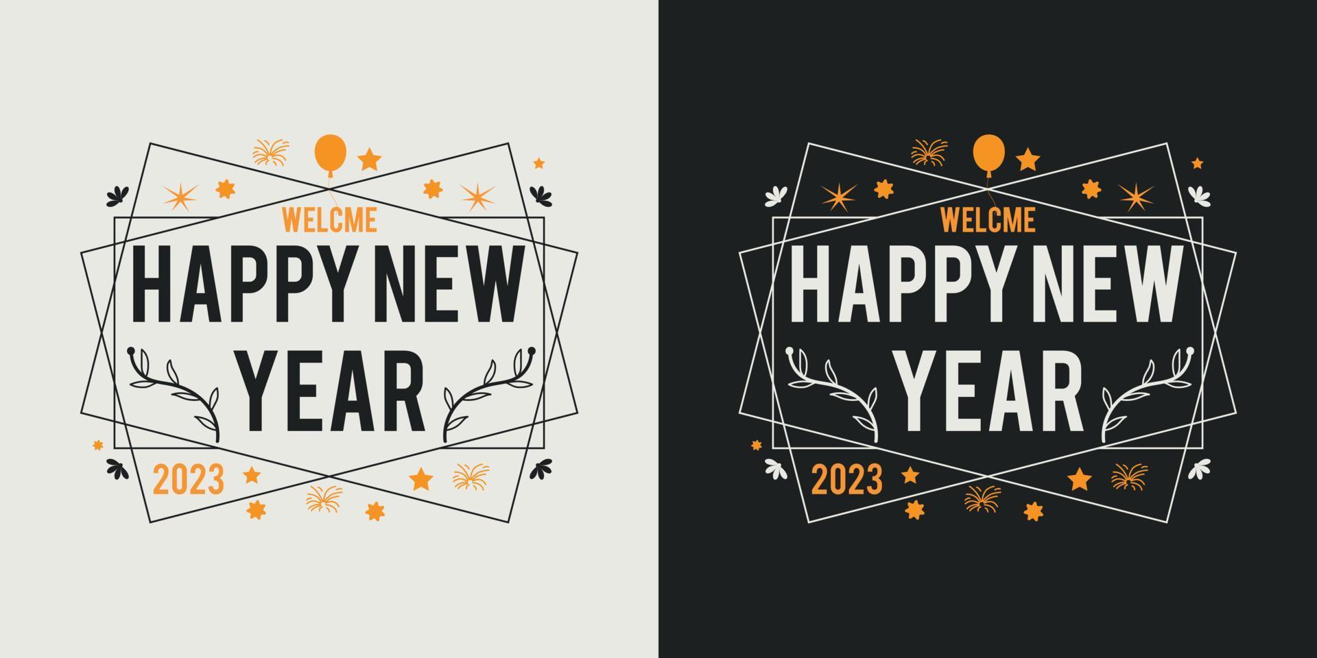 gelukkig nieuw jaar t-shirt ontwerp vector 2023. groet elegant t-shirt ontwerp. typografie, uniek, vector ontwerp sjabloon.