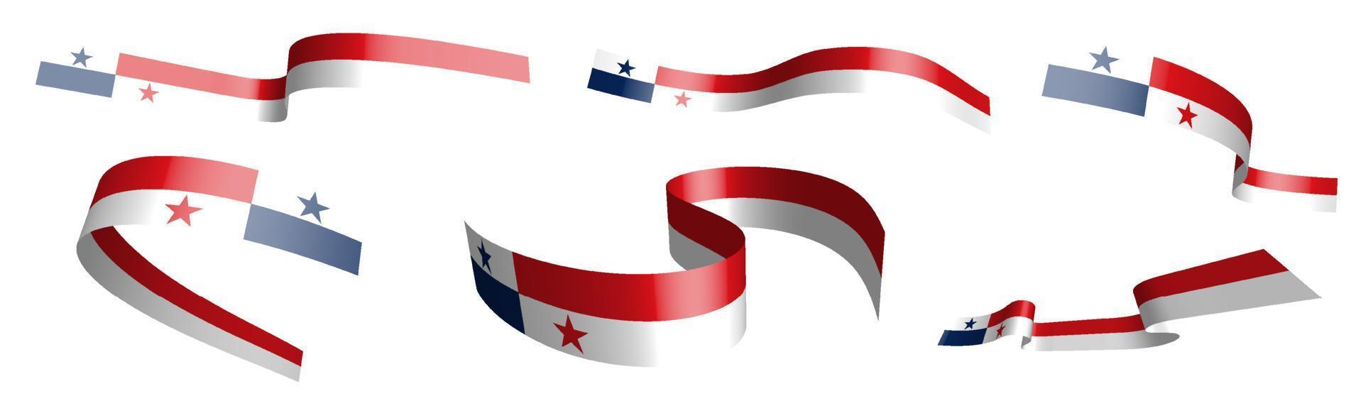 reeks van vakantie linten. vlag van republiek van Panama golvend in wind. scheiding in lager en bovenste lagen. ontwerp element. vector Aan wit achtergrond