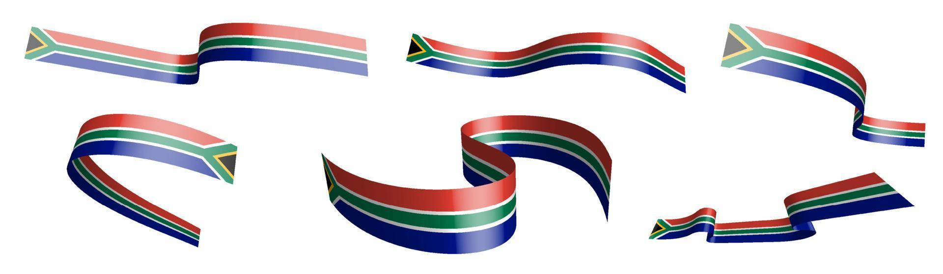 reeks van vakantie linten. vlag van zuiden Afrika golvend in wind. scheiding in lager en bovenste lagen. ontwerp element. vector Aan wit achtergrond
